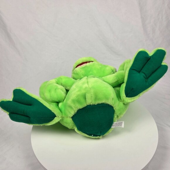 Spotted Frog Big Green Smiling Red Pink Mouth Plush 18" Wide - Picture 5 of 6